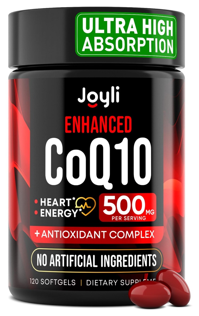 High Absorption CoQ10 500MG - Co Q 10 Supplement 120 Softgels for Heart Health&Energy Production - Enhanced CoQ10 Nutritional Supplements with Coenzyme Q10 - Alternative to coq10 400mg softgels