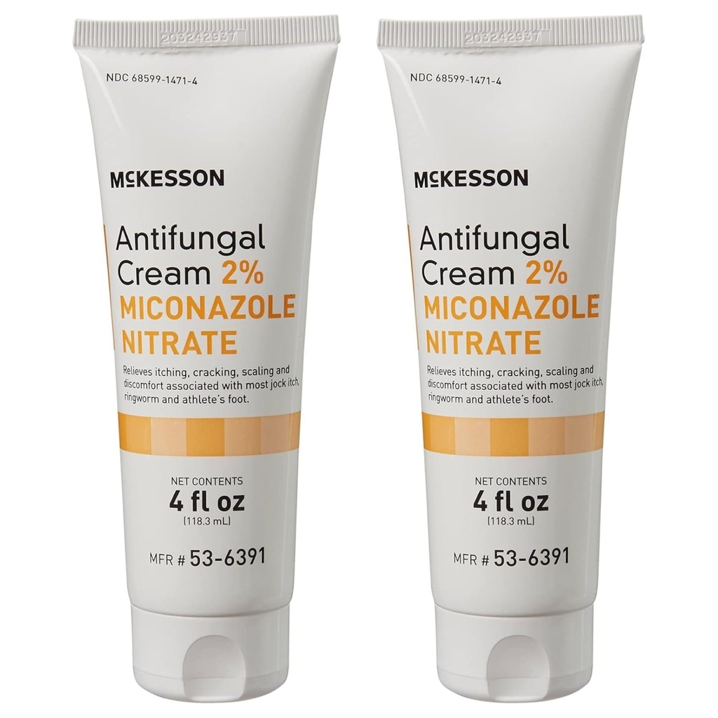 McKesson Antifungal Crema, 2% Miconazole Nitrate - Alivia picazón, quemadura, corte de Jock Itch, Ringworm y Athlete Foot - 4 oz., 2 Conde