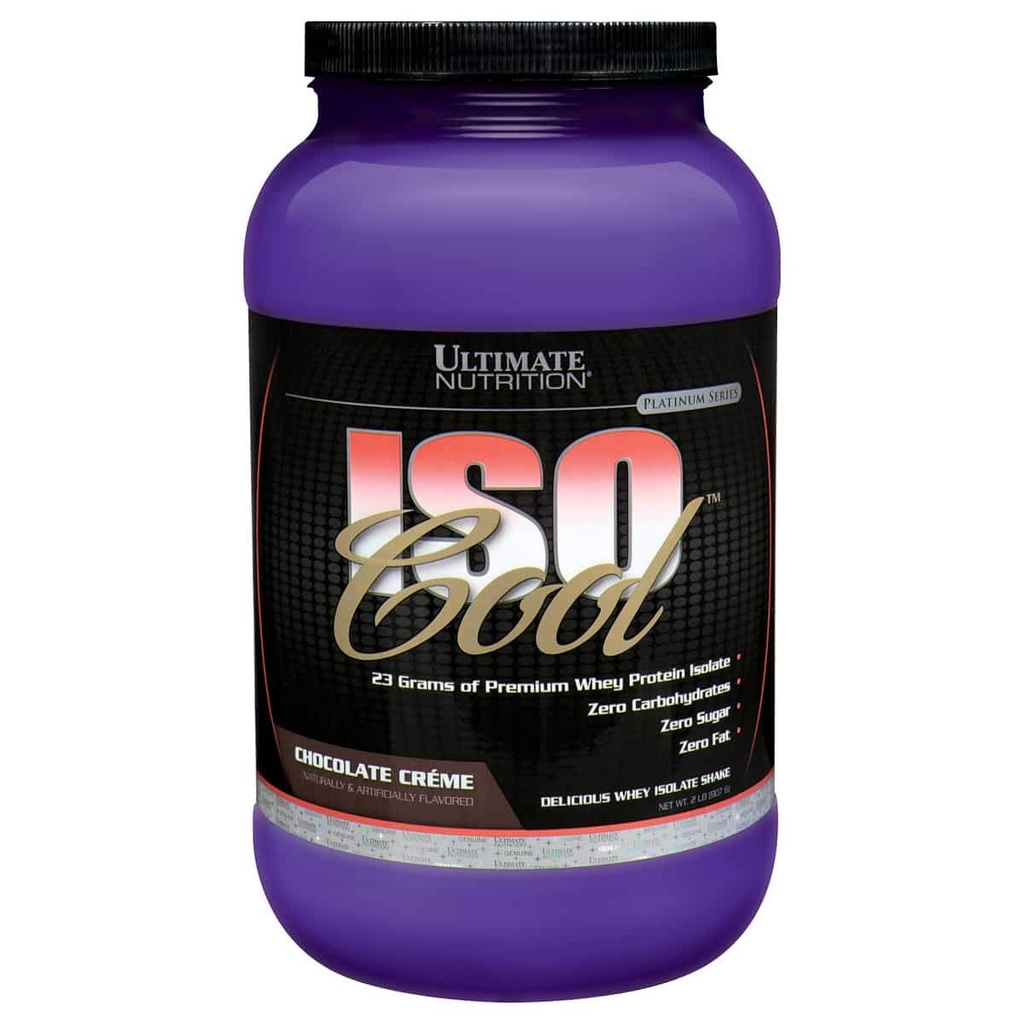Ultimate Nutrition ISO Cool Whey Isolate Protein Powder - Keto Friendly - Sugar, Carb and Fat-Free - 23 Grams of Protein Per Serving, Chocolate,2 Pounds