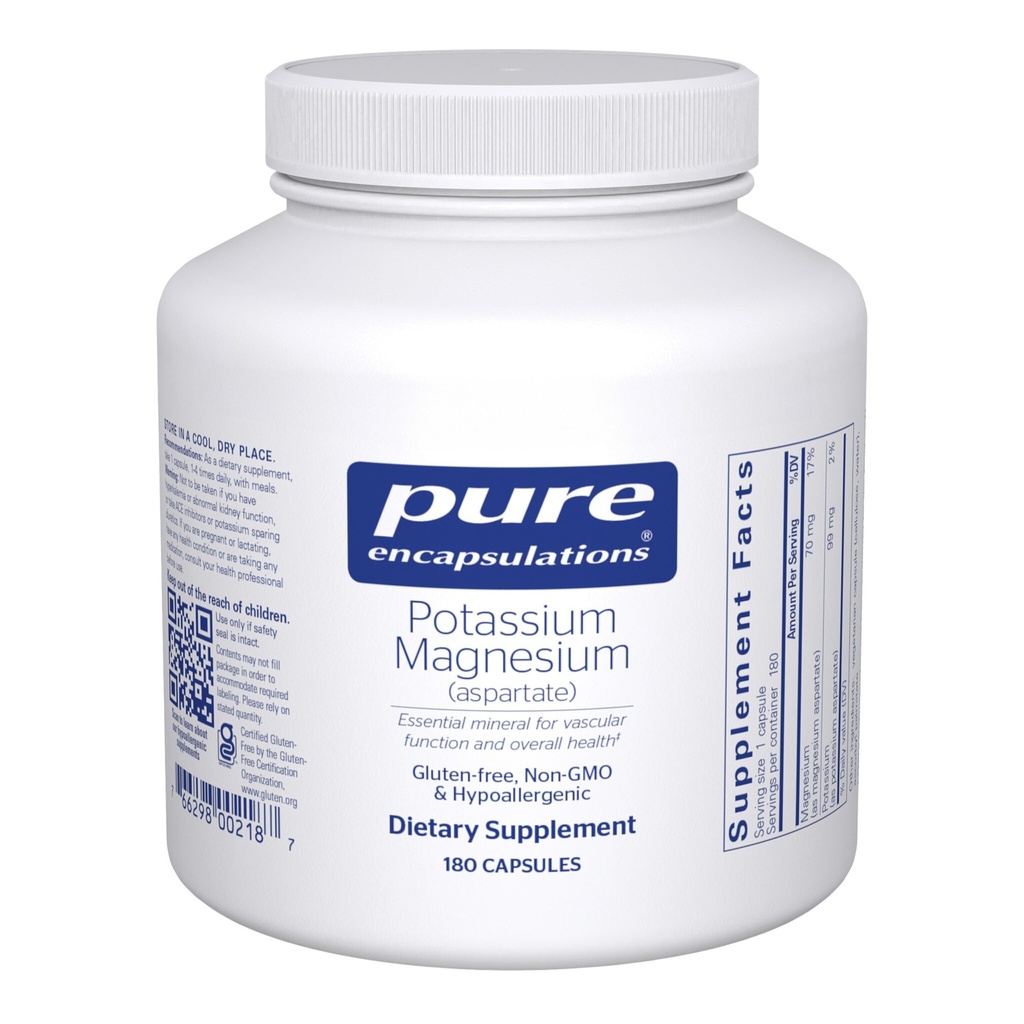 Pure Encapsulations Potassium Magnesium (Aspartate) | Supplement to Support Heart, Muscular, Bone, and Nerve Health* | 180 Capsules