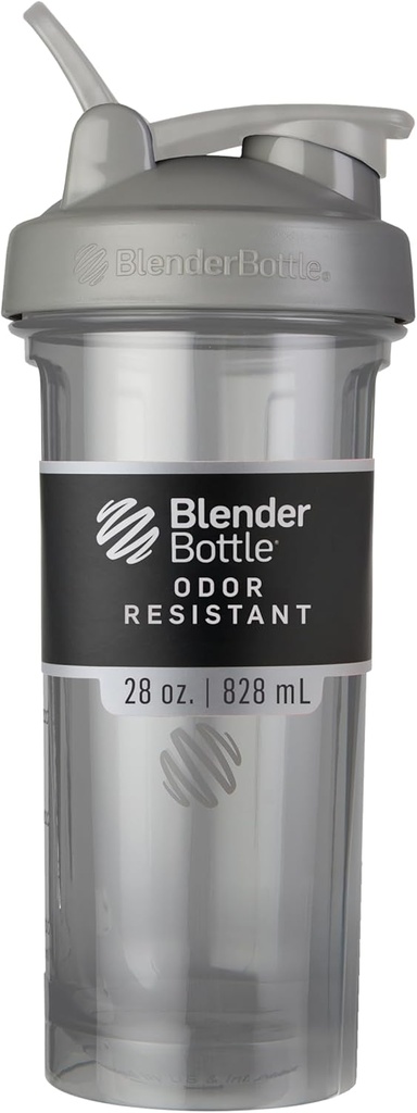 BlenderBottle Shaker Bottle Pro Series Perfecto para Protein Shakes y Pre Workout, 28-Once, Smoke Grey