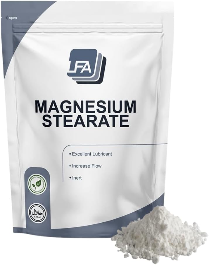 Polvo de esteato de magnesio - Lubricante seco - 1kg (2.2 lb) Anti-Sticking " Flowing Agent for Tablet Press Machine Pill " Capsule Mix - Halal - Kosher - Vegan