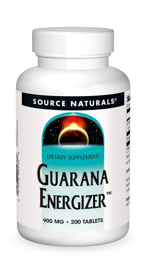 Fuente Naturales Guarana Energizer 900 mg Caffiene y Energía - 200 Tabletas