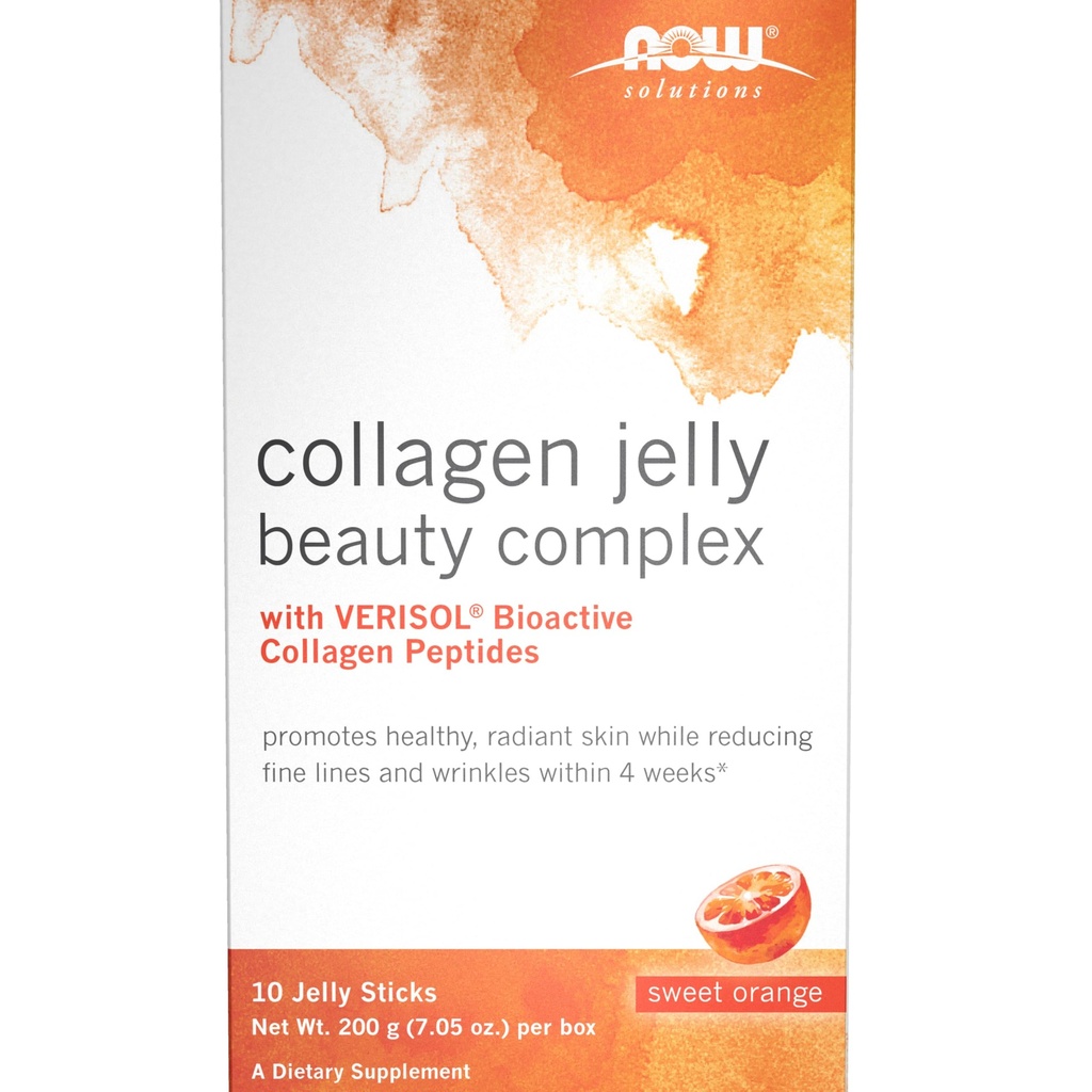 Soluciones de alimentos, Complejo de belleza de gelatina de colágeno, Sabor de naranja dulce, 10 palitos de gelatina
