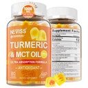 Turmeric Gummies 1000mg w/MCT Oil C8 C10, Organic Antioxidant, Turmeric Curcumin Supplement with Black Pepper Extract, Support Comfort, Boost Energy, Ultra Absorption, Sugar Free, 60 Cts
