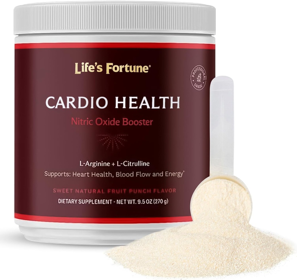 Life's Fortune 5000mg L- Arginine Supplement Powder & 1000mg L-Citrulline, High Potency Nitric Oxide Health Booster, Endurance, Workout Performance, Natural Fruit Punch Flavor (20 Servings)