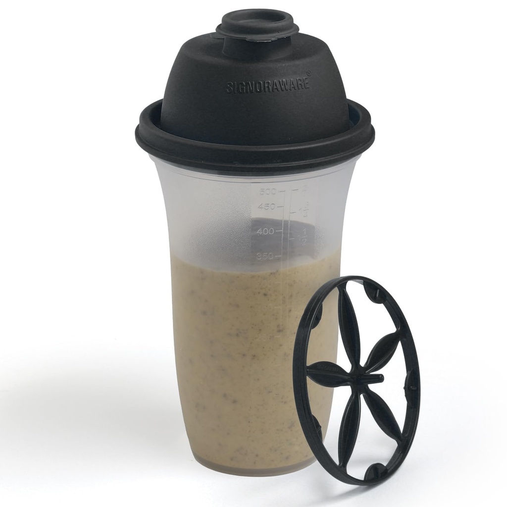 SIGNORA WARE Shaker Bottles TENIDO 17-Once Plastic Protein Shake Bottle for Meal Replacement Shakes " Smoothies, Beverages, Mixing Salad Dressing " Sauces, Margarita, " More