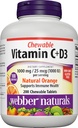 Webber Naturals Vitamina C+D3, 200 Tablas de naranja Chewable, 1000 mg de Vitamina C con 1000 UI de Vitamina D3 Por Servir, Huesos, Dientes, Apoyo Inmunitario y Antioxidante, No GMO, Dairy &amp; Gluten Free