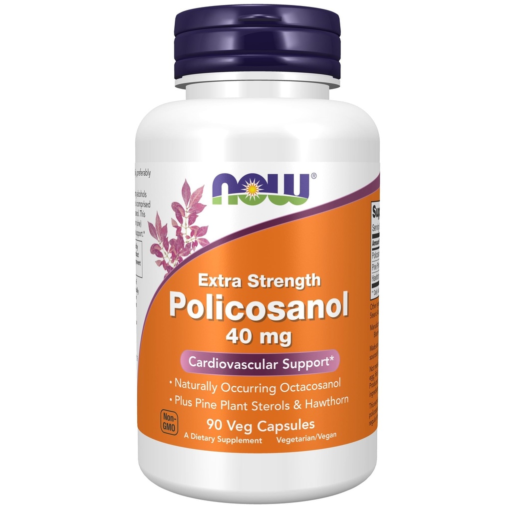 AHORA Suplementos de alimentos, Policosanol 40 mg con esterols de plantas de pinos y hawthorn, fuerza extra, 90 cápsulas de verduras