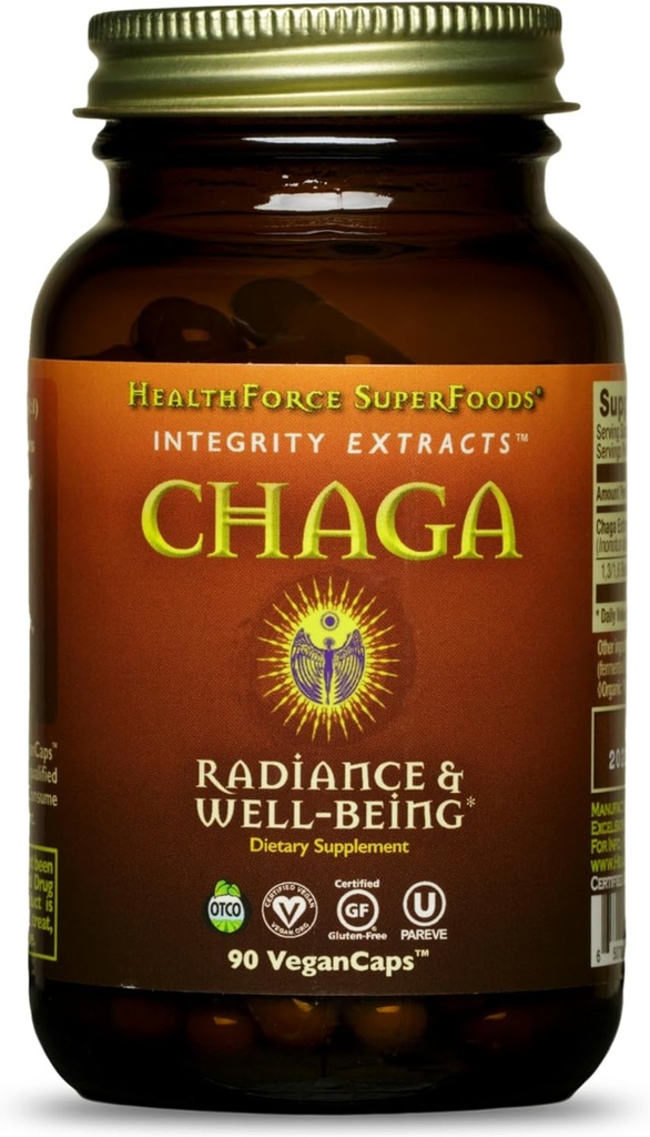 HealthForce SuperFoods Integrity Extracts Chaga – Capsules - 90 Vegan Capsules