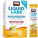 Factor de fuerza Laboratorios líquidos Electrolitos Empaquetaduras de polvo —Mango Margarita—Energía Paquetes de hidratación para hacer agua de electrolito con 5 electrolitos esenciales, vitaminas, minerales y antioxidantes, 20 paquetes de palo