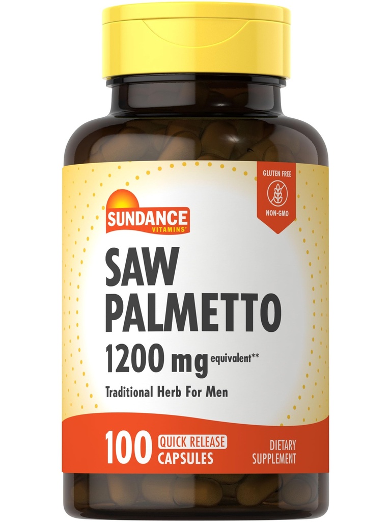 Sundance Saw Palmetto for Hombre ← 100 Quick Release Capsules ← Non-GMO & Gluten Free Supplement