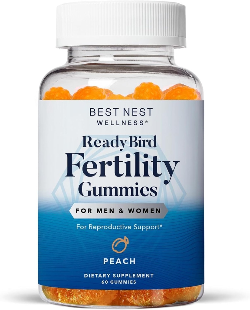 Best Nest Wellness Fertility Gummies - Prenatal Multivitamin for Conception Support - Suplemento nutricional con vitaminas metiladas - Vibrant Health Support with Coenzyme Q10 - Peach, 60 Gummies