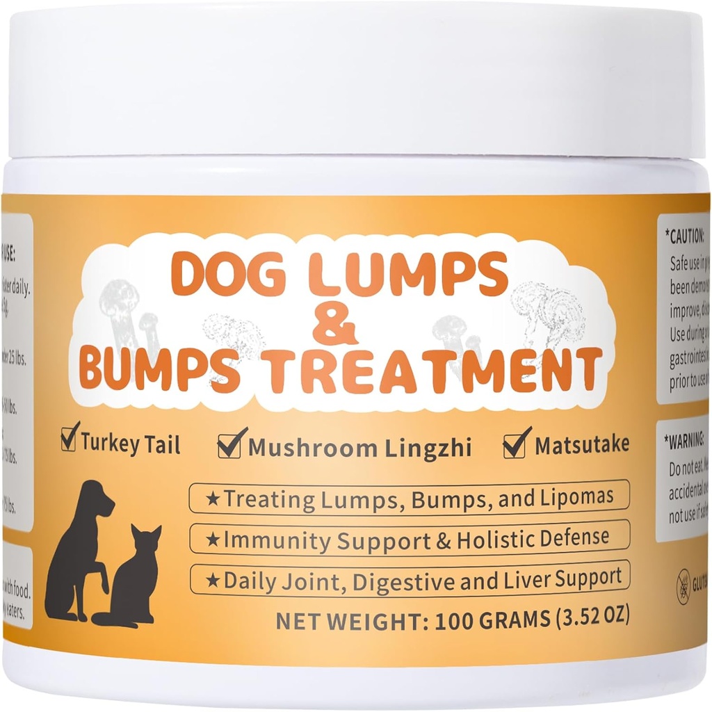 Lipoma Treatment for Dogs, Lumps and Bumps Dog Supplement -Mushroom Powder for Dogs Support Digestive & Immune System, Improved Mobility, 3.52 oz