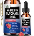 Magnesio puro Glycinate ← Líquido Magnesio Suplemento 500mg para el sueño, Nerve, Bone y Heart Health ← Vegan Glycinate Mag Liquid Drops 6X High Absorption ← Non-GMO, Gluten-Free tención 30 Servings