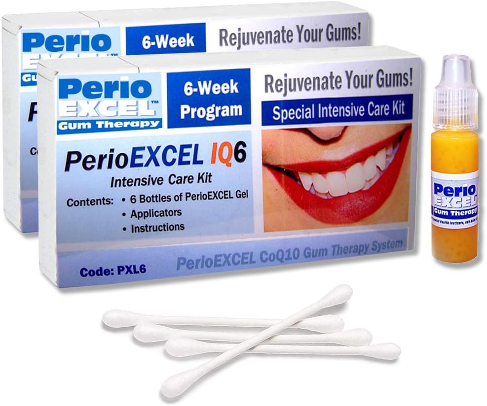SDC - PerioEXCEL IQ6 DuoPack Cuidado intensivo Kit de terapia de goma de 12 semanas con CoQ10 Gum Gel