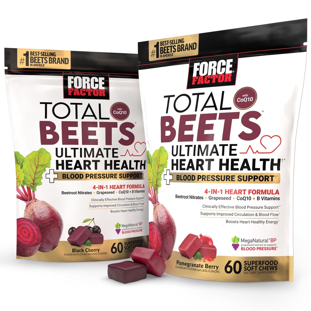 Empaquetadura del factor de fuerza Beets totales de la presión arterial del corazón Ultimate Soporte Cerdos con CoQ10, Piñón de remolacha, Extracto de semilla de uva, Suplemento de presión arterial para la circulación " Flujo de sangre, 120 Soft