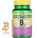 Spring Valley Timed-Release Vitamina B12 Tablets, 1.000 Mcg, 60 Cuenta, Complejo B12 para Mujer y Hombre Agrupación con 45 Diabetes Decodificados