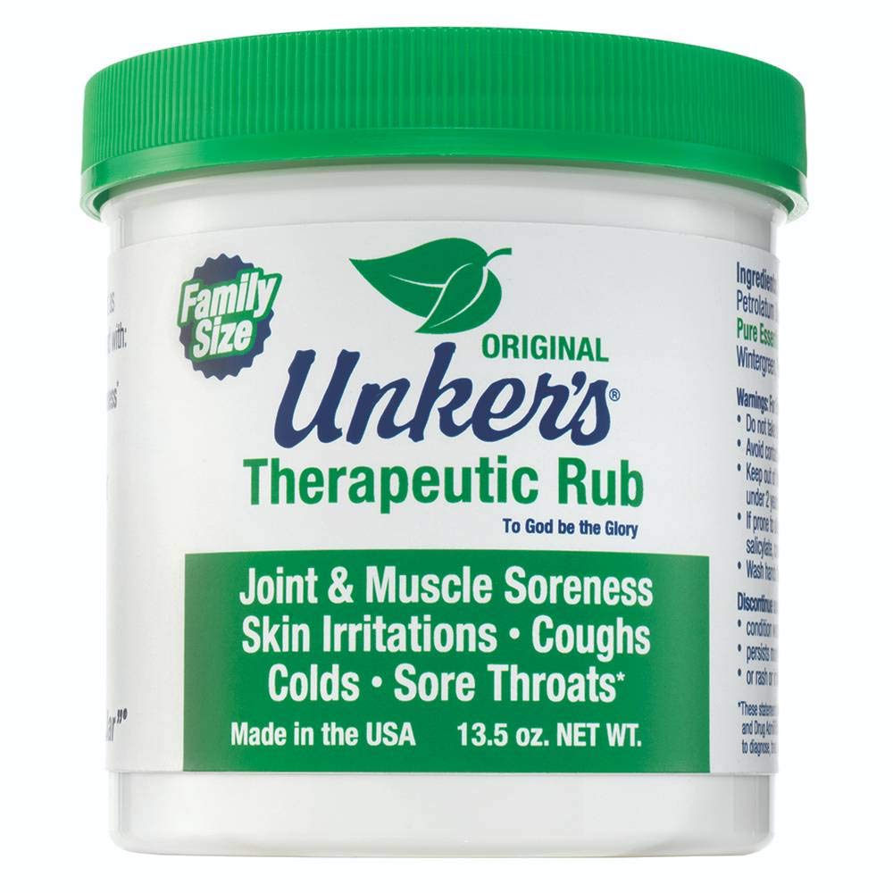 Unkers Therapeutic Rub for Joint Pain, Sore Muscles, Burn Cream, or Calm Your Cough 13.5 ounces