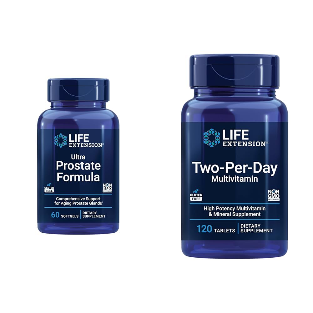 Extensión de la vida Fórmula ultraprostata, Saw Palmetto for Men, pygeum, picante Nettle Root, licopeno &amp; dos por día High Potency Multi-Vitamin & Mineral Suplemento - Vitaminas, Minerales