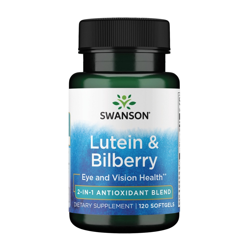 Swanson Standardized Lutein & Bilberry - Natural Supplement Promoting Eye Sight & Eye Health - Formula to Help Reduce Eye Fatigue & Strain - (120 Softgels)