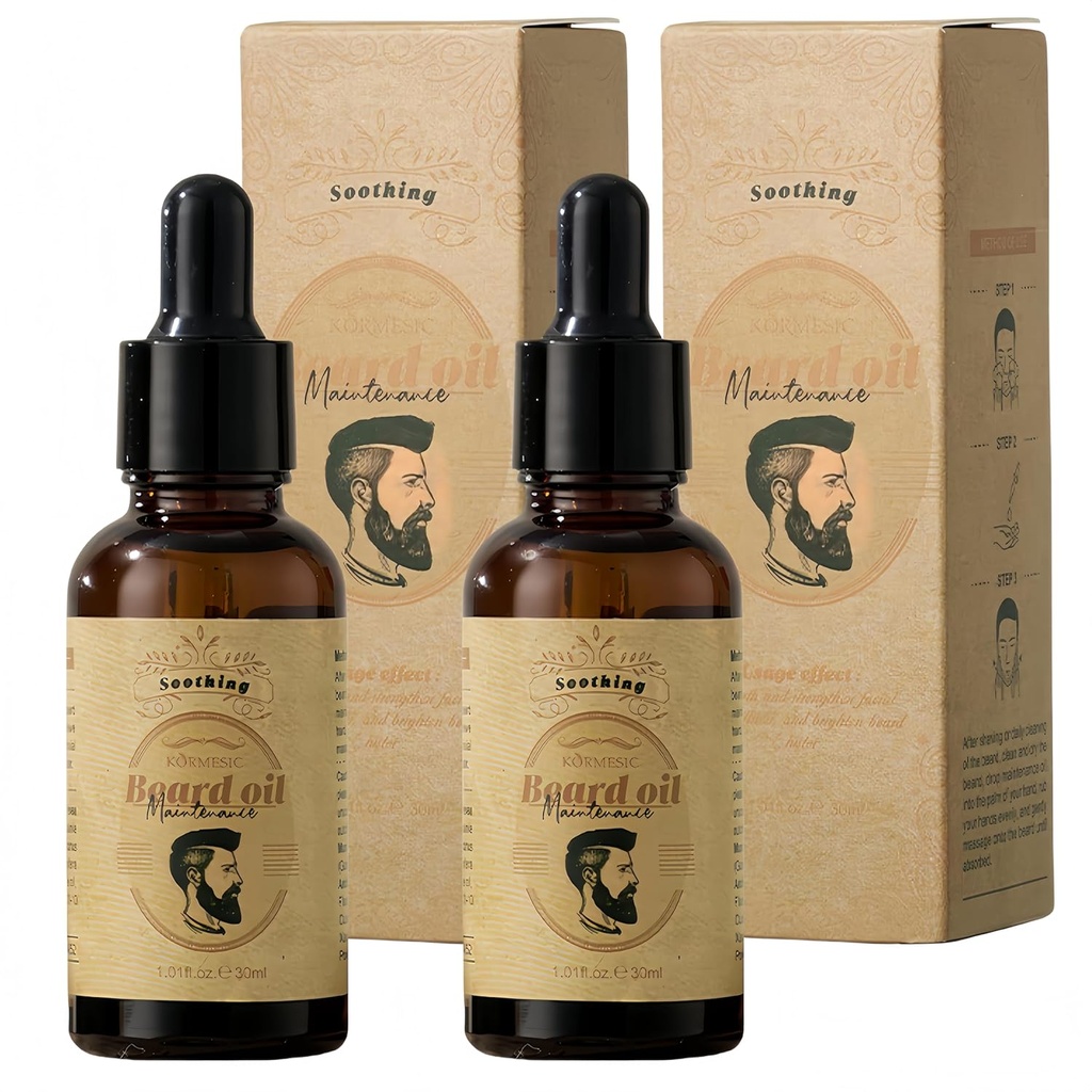 Beard Oil 2-Pack - Avocado, Macadamia &amp; Safflower Oil Blend for Men tención Softens Cabello grueso, Moisturizador profundo &amp; Tratamiento de Crecimiento