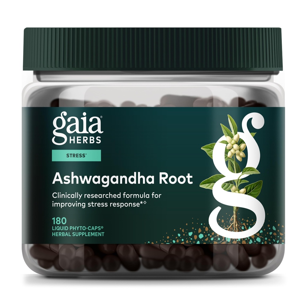 Gaia Herbs Ashwagandha Root - Stress Relief & Sleep Support Supplement - Supports Balanced Energy Levels & Positive Outlook* - 180 Vegan Liquid Phyto-Caps (90 Servings)