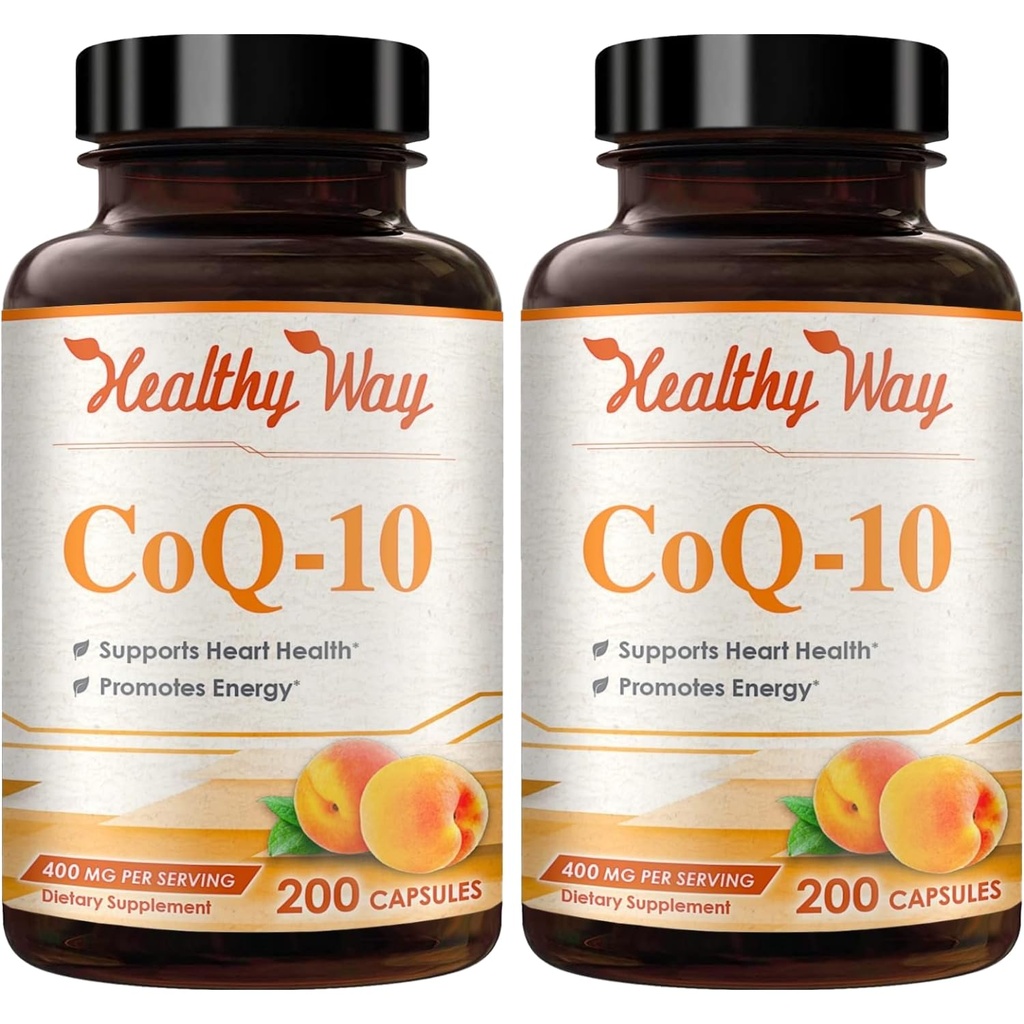 Coenzima Q10 400mg CoQ10 Suplemento - Una vez Daily Coq 10 400mg Powder cápsulas para el antioxidante y el apoyo energético del corazón saludable - Absorción rápida no GMO Ubiquinone Q10 Coenzyme (200 Servings)