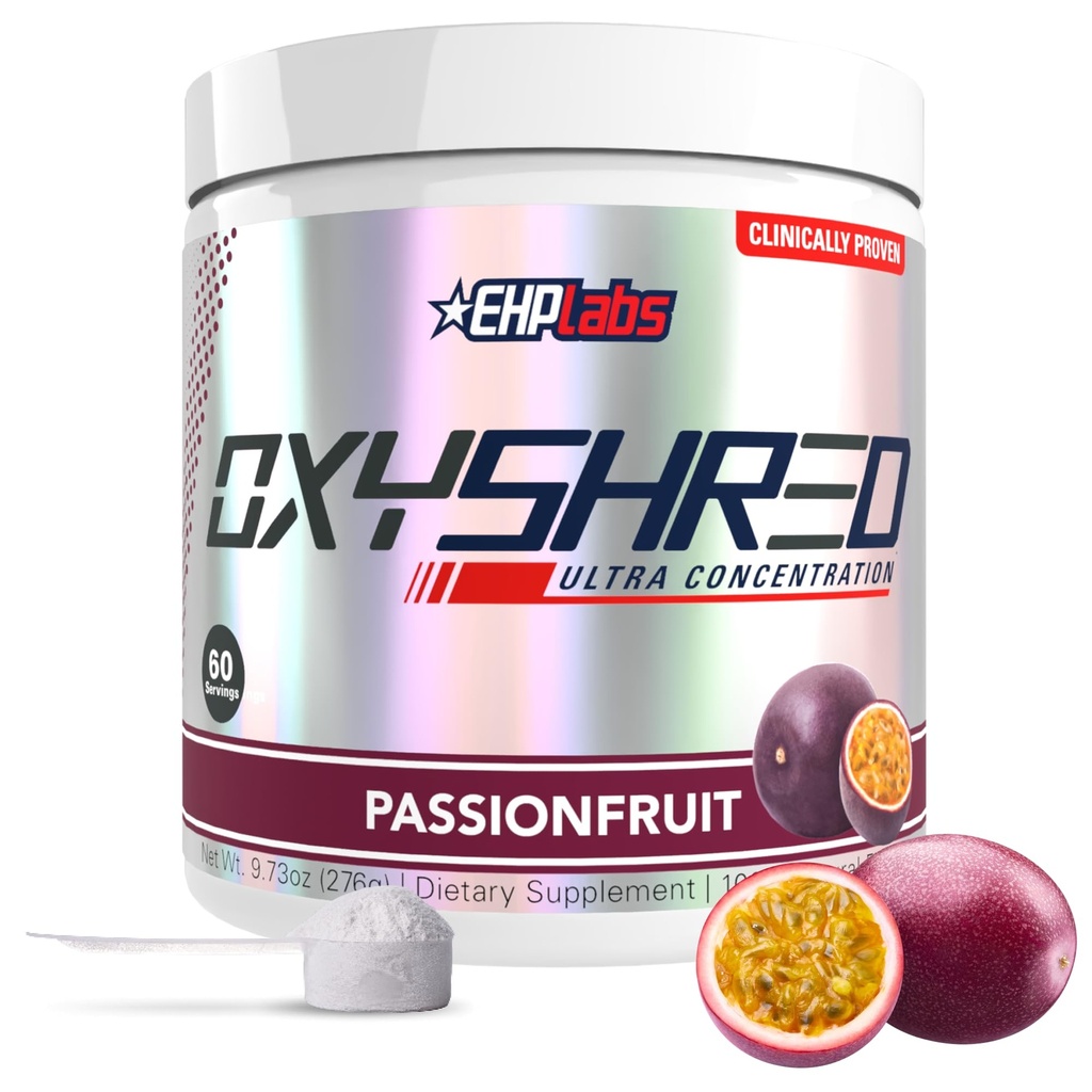 EHP Labs OxyShred Pre Workout Powder " Shredding Supplement - Preworkout Powder with L Glutamine " Acetyl L Carnitine, Energy Boost Drink - Passionfruit, 60 Servings