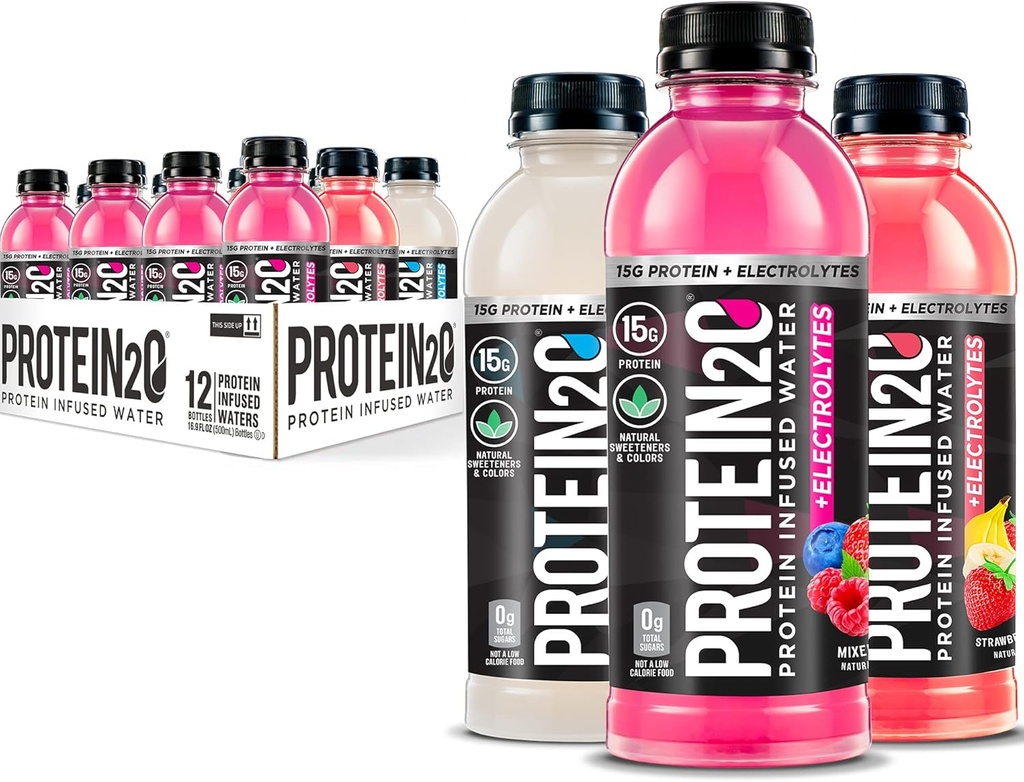 Protein2o 15g Whey Protein Isolate Infused Water Plus Electrolytes, Sugar Free Sports Drink, Ready To Drink, Gluten Free, Lactose Free, Electrolyte Variety Pack, 16.9 fl oz Bottle (12 Conde)