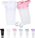 Shaker Bottle Protein Shakes Cup y 10 onzas/300ML Shaker Botella con Whisk Balls, Protein Shakers Bottles Set, plástico no BPA(White+Pink(2PCS))