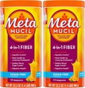 Metamucil, Suplemento de polvo de husillo diario de Psyllium, Polvo libre de azúcar, fibra 4 en-1 para la salud digestiva, Bebida sabor a naranja, 114 cucharaditas, 1.4 libras (Pack of 2)