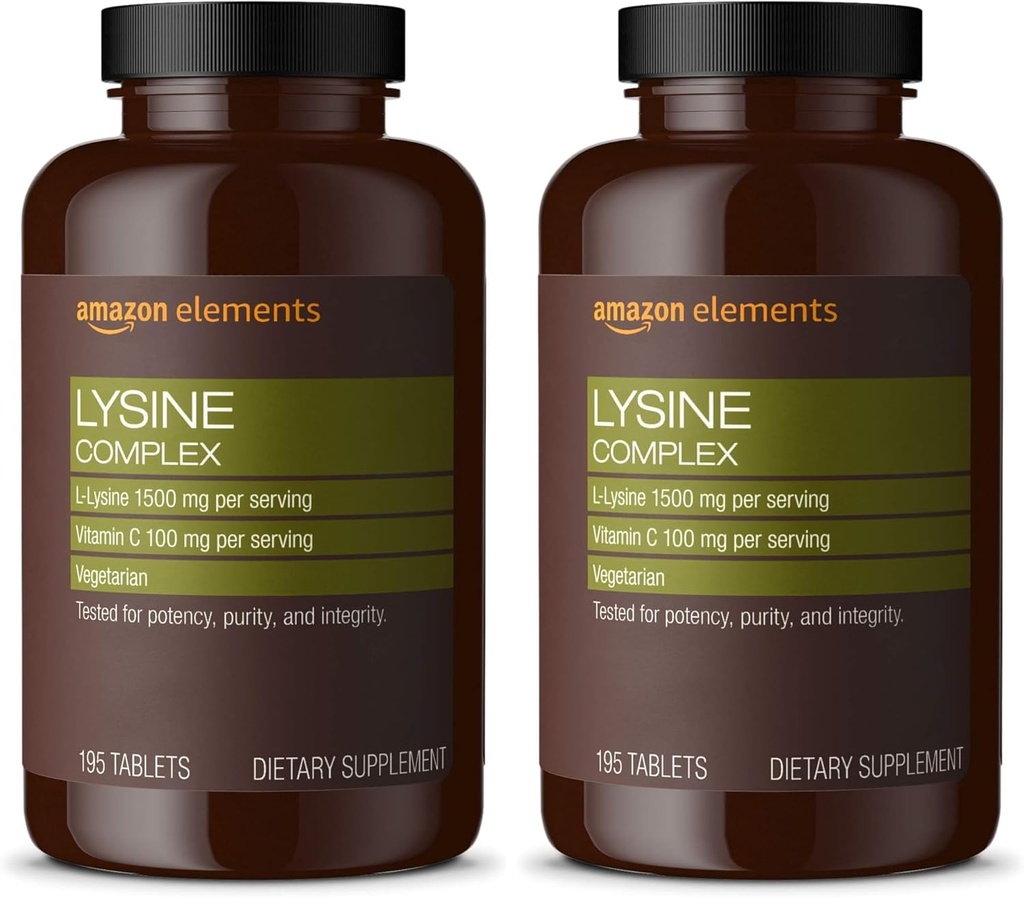 Elementos Complejo de Lysine con Vitamina C para Apoyo a la Salud Inmune, Vegetariano, 65 Servimientos, 195 Cuenta (Paquete Mayo Vary) (Pack of 2)