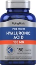 Piping Rock Hyaluronic Acid Suplemento TEN 100 mg ANTE 150 Capsules TEN como Sodium Hyaluronate TEN Non-GMO, Gluten Free