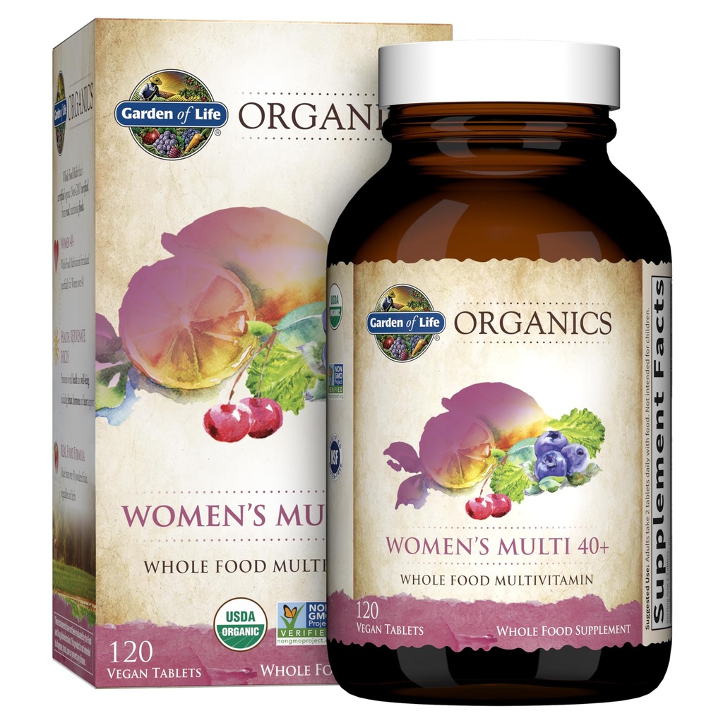 Garden of Life Organics Women 40+ Multivitamin, Vegan, 120 Tablets