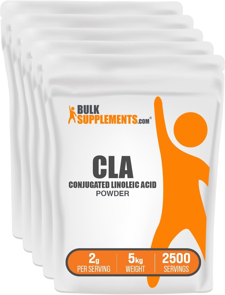 BulkSupplements.com Polvo ácido linoléico conjugado - Suplemento CLA, Suplemento nutricional - Gluten Free, 2g Por Serving, 1kg (2,2 libras) (Pack of 5)