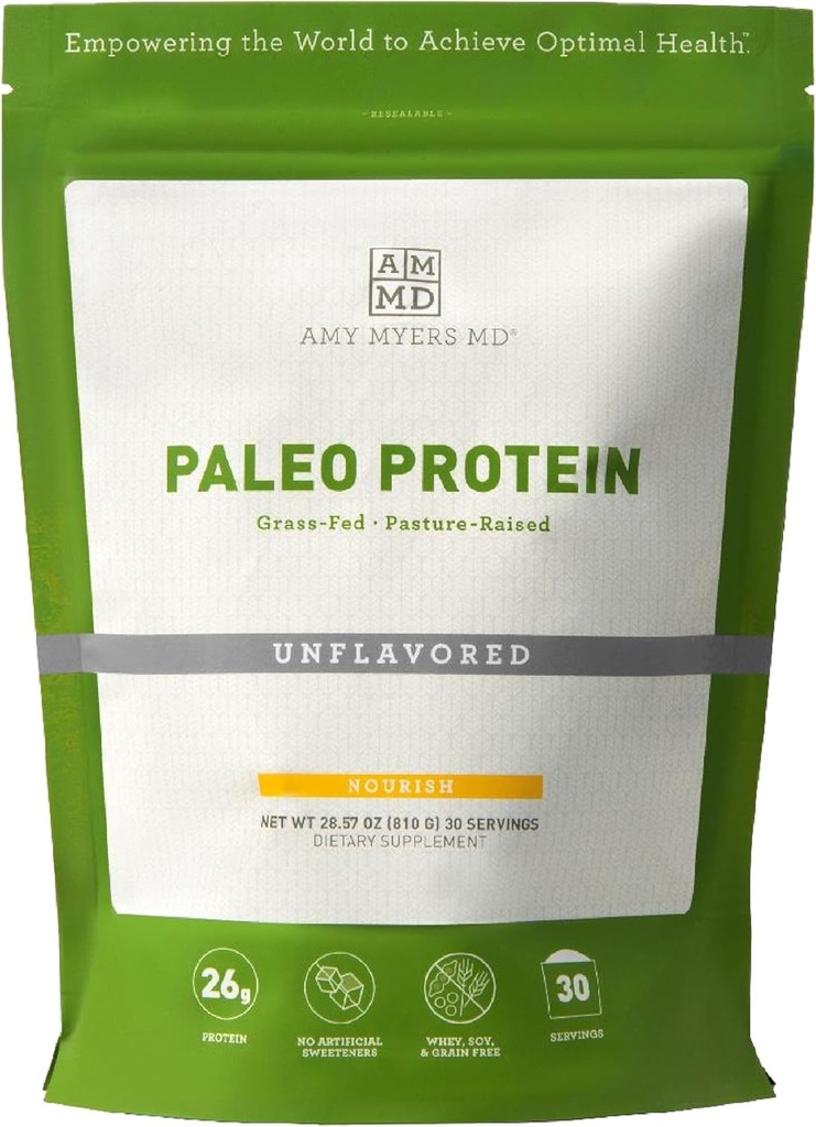 Amy Myers MD Paleo Protein Powder - Desarrollado, 20 Servings - Collagen-Based Gut Fun Support - Gluten-Free &amp; Non-Dairy Protein Supplement