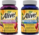 Nature's Way Alive! Women’s and Men’s 50+ Gummy Multivitamins, B-Vitamins, Delicious Flavors, 60 Gummies Per Bottle