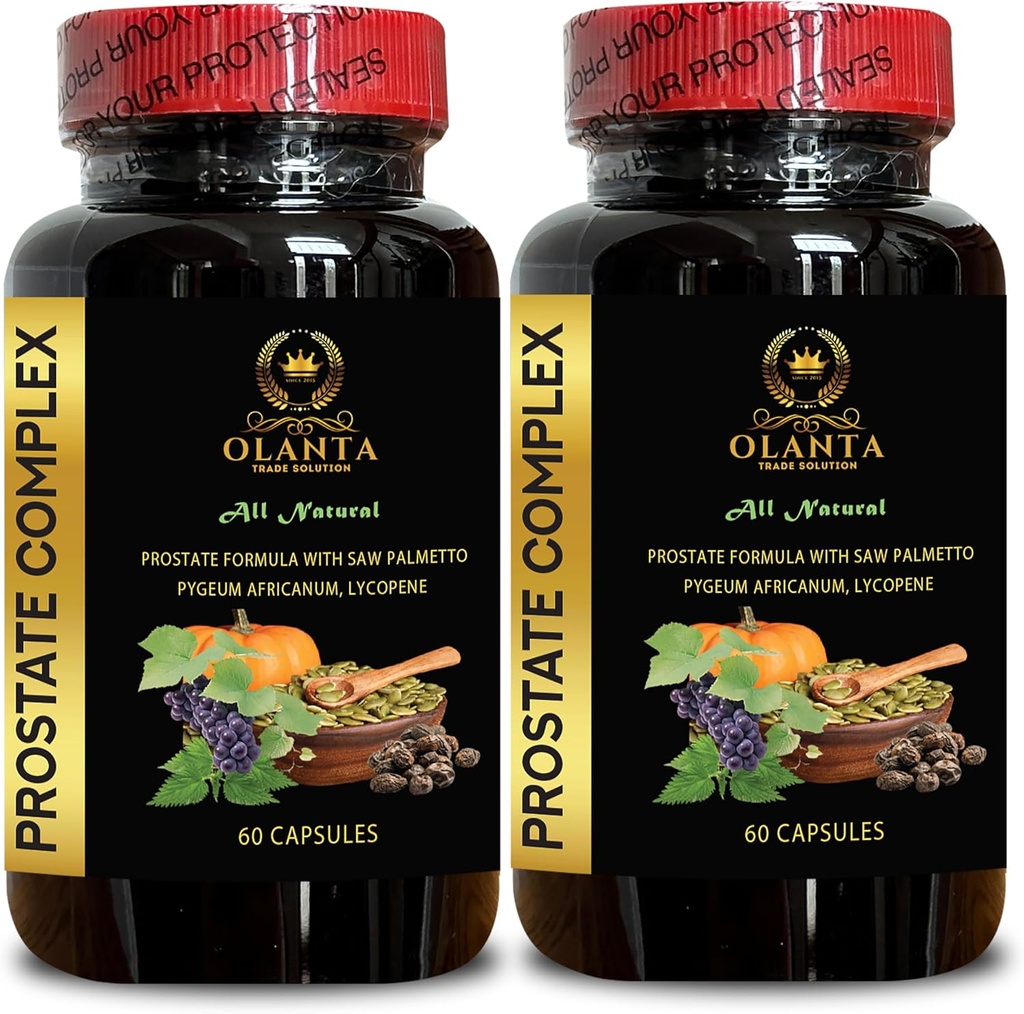 Complejo Genérico de Prostata Natural - Pygeum y Saw Palmetto para Hombre Apoyo Prostático y Urination Frequent, Suplemento Prostate Dietary, Apoyo Nutricional para la Prostata - 2 Botellas