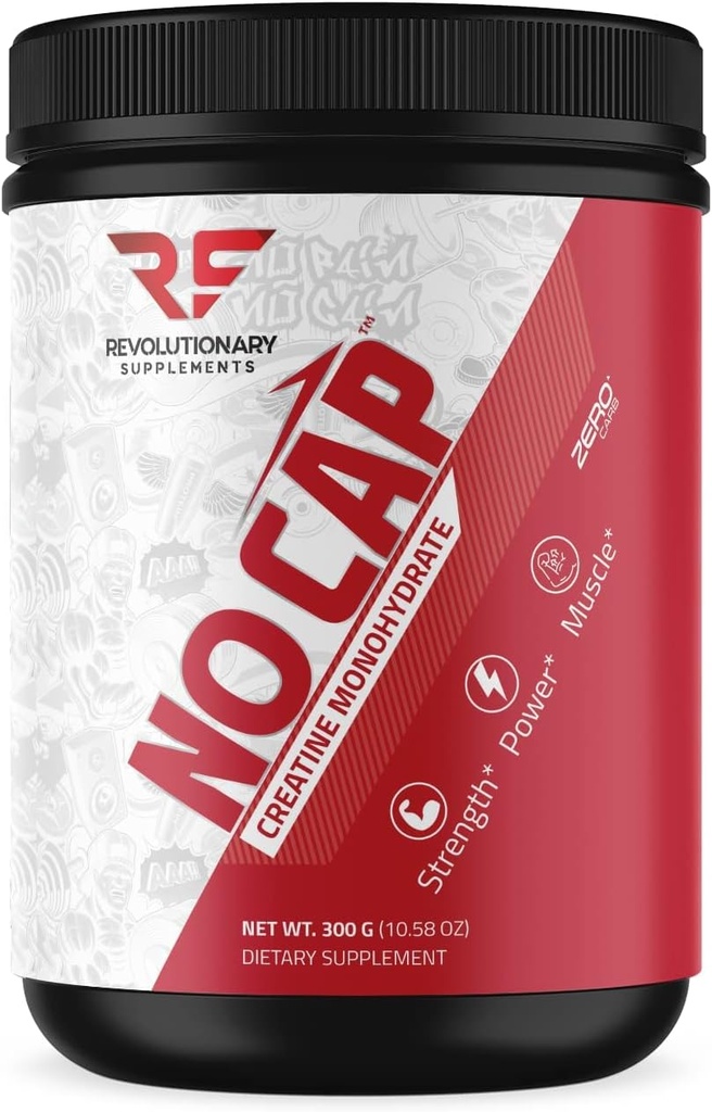 Suplementos revolucionarios No Cap Creatine Monohydrate Powder - 5mg por Scoop, 60 Servings - Desarrollado, Mejorar el Crecimiento del Musculo, Boost Performance - 100% puro, seguro y eficaz
