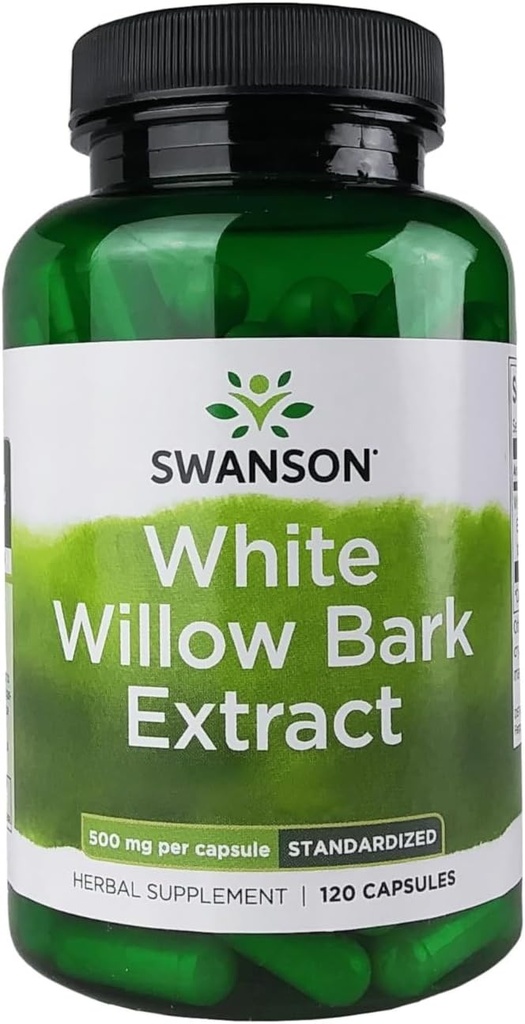 Swanson White Willow Bark Extract - promueve el apoyo conjunto y el alivio muscular - estandarizado a 15% Salicin - Suplemento natural con No Stomach Irritation - (120 cápsulas, 500 mg cada uno)