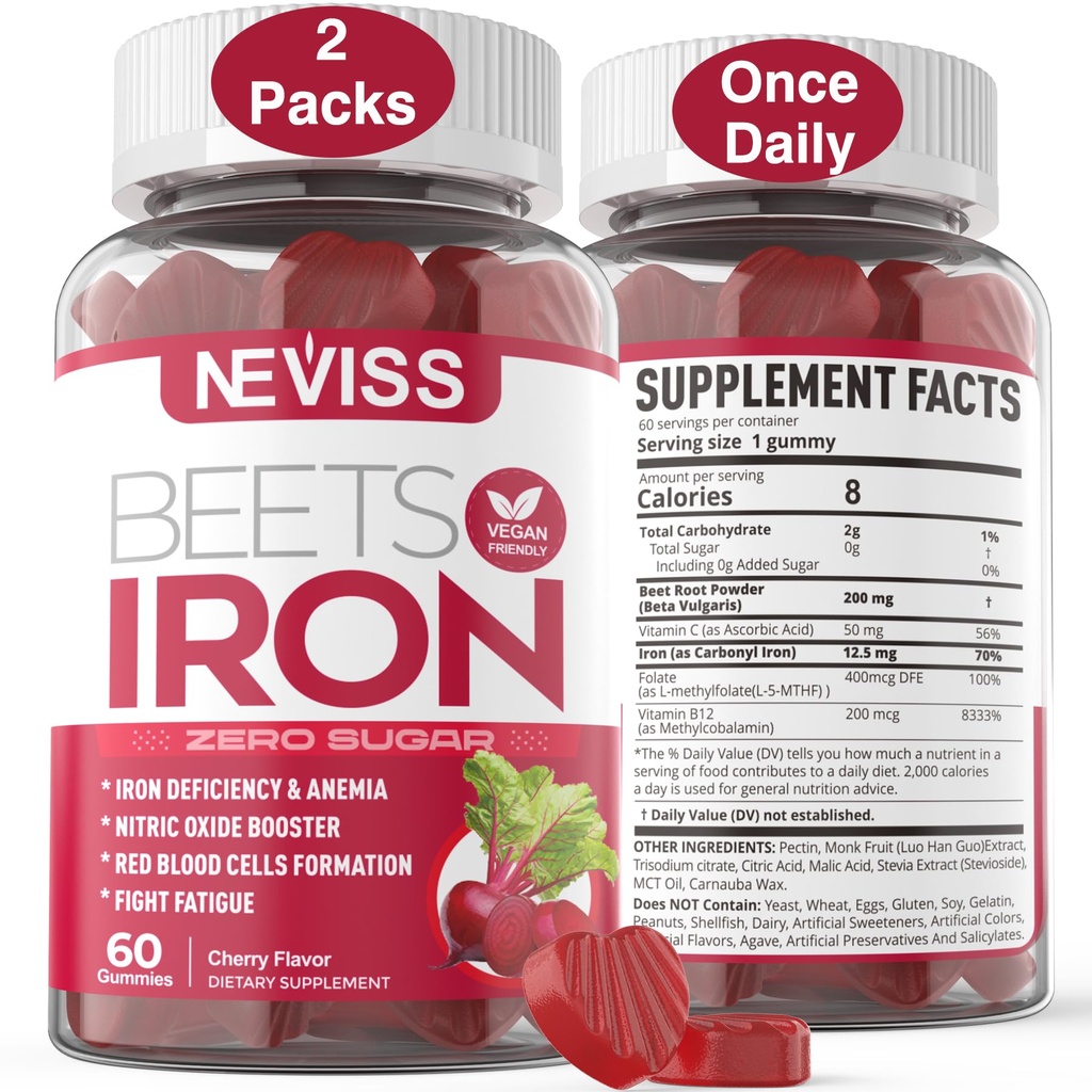 Gotas de remolacha con hierro, metil B12, folato, vitamina C - Aumentar el óxido nítrico " Niveles de hierro, Apoyo energético, Lucha contra la fatiga, Beetroot " Gentle Iron Suplemento, Azúcar Gratis, 120 Cuenta