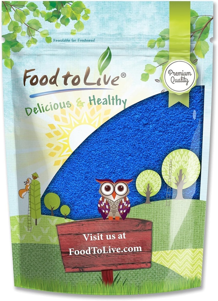 Food to Live Blue Spirulina Powder, 8 Ounces — Pure Raw Blue-Green Algae Extract, Kosher, Vegan, Non-Irradiated, Rich in Phycocyanin, Great for Juices, Smoothies, Shakes, Drinks, and Food Coloring