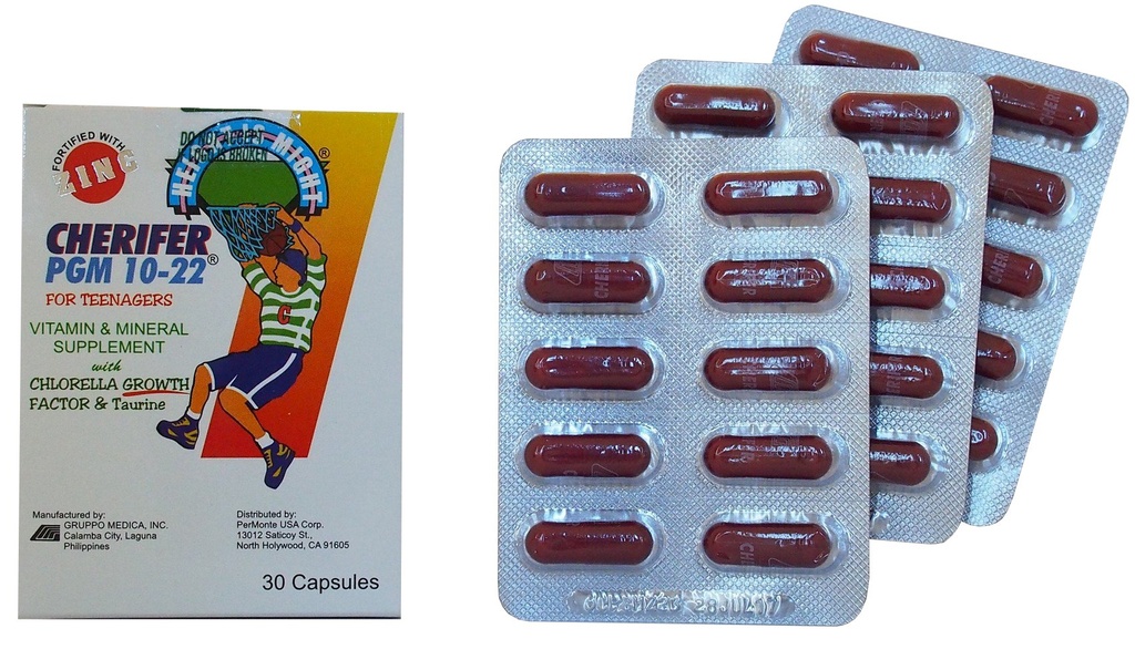 Cápsula de CHERIFER con zinc, factor de crecimiento de doble clorella y Taurina PGM 10-22 (30 cápsulas)