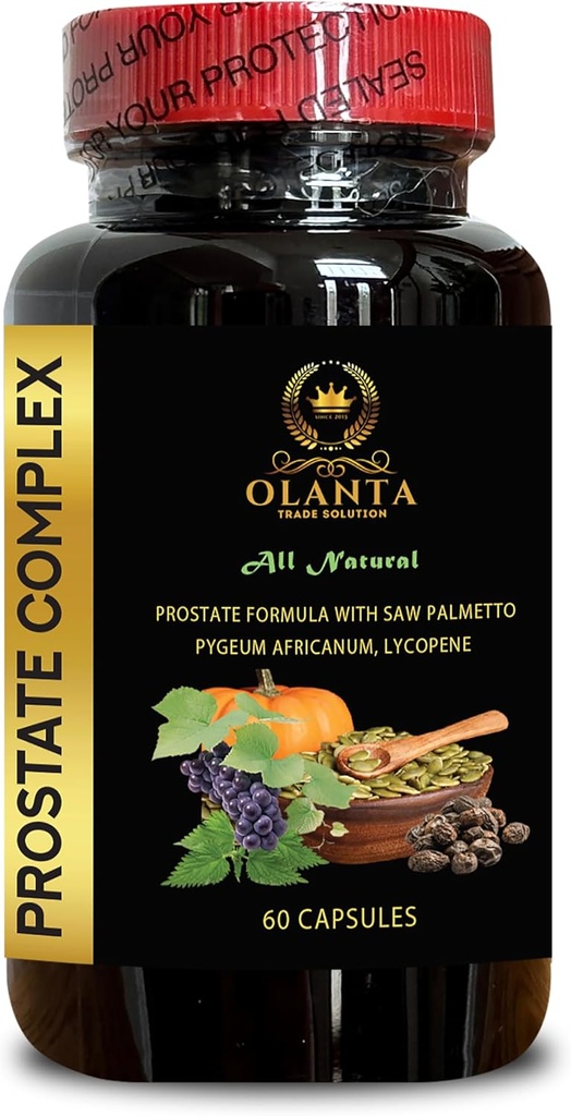 Prostate Complex All Natural - Saw Palmetto for Men Prostate Supplement, Lycopene for Prostate, Pure Prostate Vitamins for Men - 1 Bottle 60 Capsules
