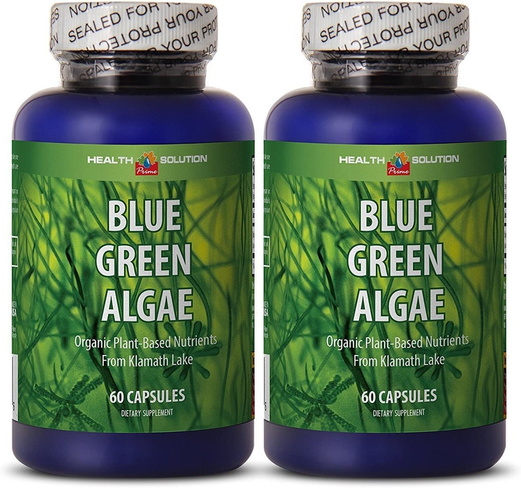 klamath azul verde algas - BLUE GREEN ALGAE 500MG de Klamath Lake - suplementos nutricionales antioxidantes, píldoras de la spirulina fuerza adicional, píldoras energéticas para las mujeres impulsor inmunitario - 2 Bot 120 cápsulas
