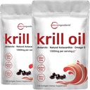 2 Pack Antártico Krill Oil Suplemento, 1000mg Por Serving, 120 Soft-Gels Cada, Rico en Omega-3s, EPA, DHA &amp; Astaxanthin, soporta la salud cerebral, Premium Krill Oil Capsules Liquid Softgels