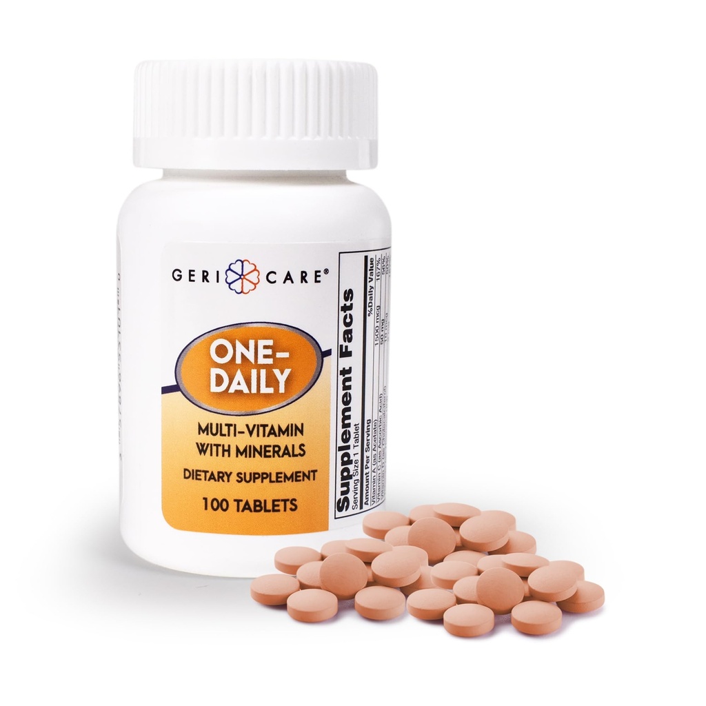 One-Daily Multivitamins with Minerals for Men & Women (100 Tablets) by GeriCare| High-Potency Multi-Vitamin & Multimineral Dietary Supplement for Immunity, Energy| Complete Daily Nutritional Support