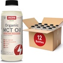 Fórmulas Jarrow Orgánica MCT Oil - 16 fl oz - Combustible rápido para los músculos del cerebro - C8 + Capric Acid (C10) - Ketogenic Diet Friendly Supplement - Unflavored (Pack of 12)