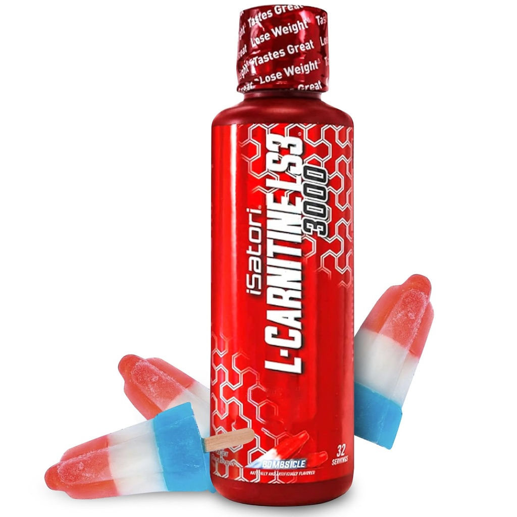 iSatori L-Carnitine LS3 3000, L-Carnitina líquida con Acetyl L-Carnitine, L-Carnitine L-Tartrate, Stimulant Free Pre Workout, Baja Calories, Sugar, Gluten, Keto-Friendly, Bombsicle Flavor (32 Servings)